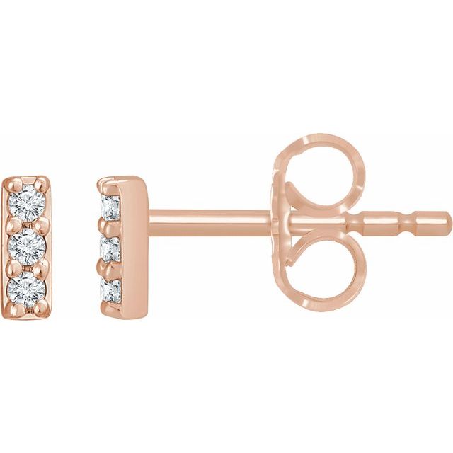14K Yellow Or White Or Rose Gold 1.2 Mm Round Friction Back Polished .05 Ctw Lab-Grown Diamond Bar Earrings