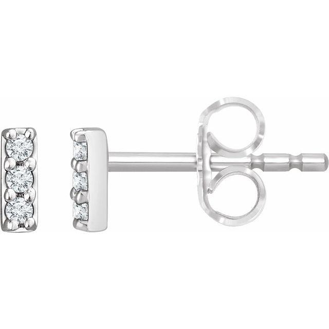 14K Yellow Or White Or Rose Gold 1.2 Mm Round Friction Back Polished .05 Ctw Lab-Grown Diamond Bar Earrings