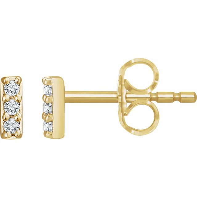 14K Yellow Or White Or Rose Gold 1.2 Mm Round Friction Back Polished .05 Ctw Lab-Grown Diamond Bar Earrings