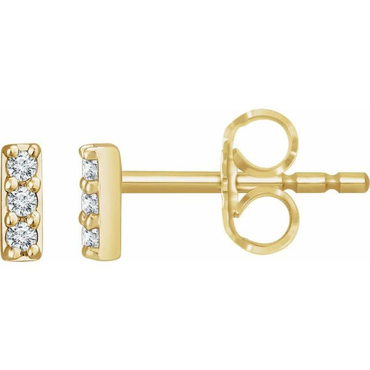 14K Yellow Or White Or Rose Gold 1.2 Mm Round Friction Back Polished .05 Ctw Lab-Grown Diamond Bar Earrings