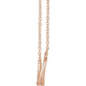 14K Rose Gold Round .95Mm H+ I1 1/4 Ctw Natural Diamond Twisted Bar Necklace, Length: 18 In