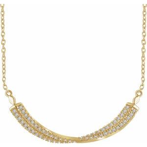 14K Yellow Gold Round .95Mm H+ I1 1/4 Ctw Natural Diamond Twisted Bar Necklace, Length: 18 In
