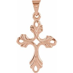 14K Rose Gold 24.5 X 17 Mm Polished Cross Pendant