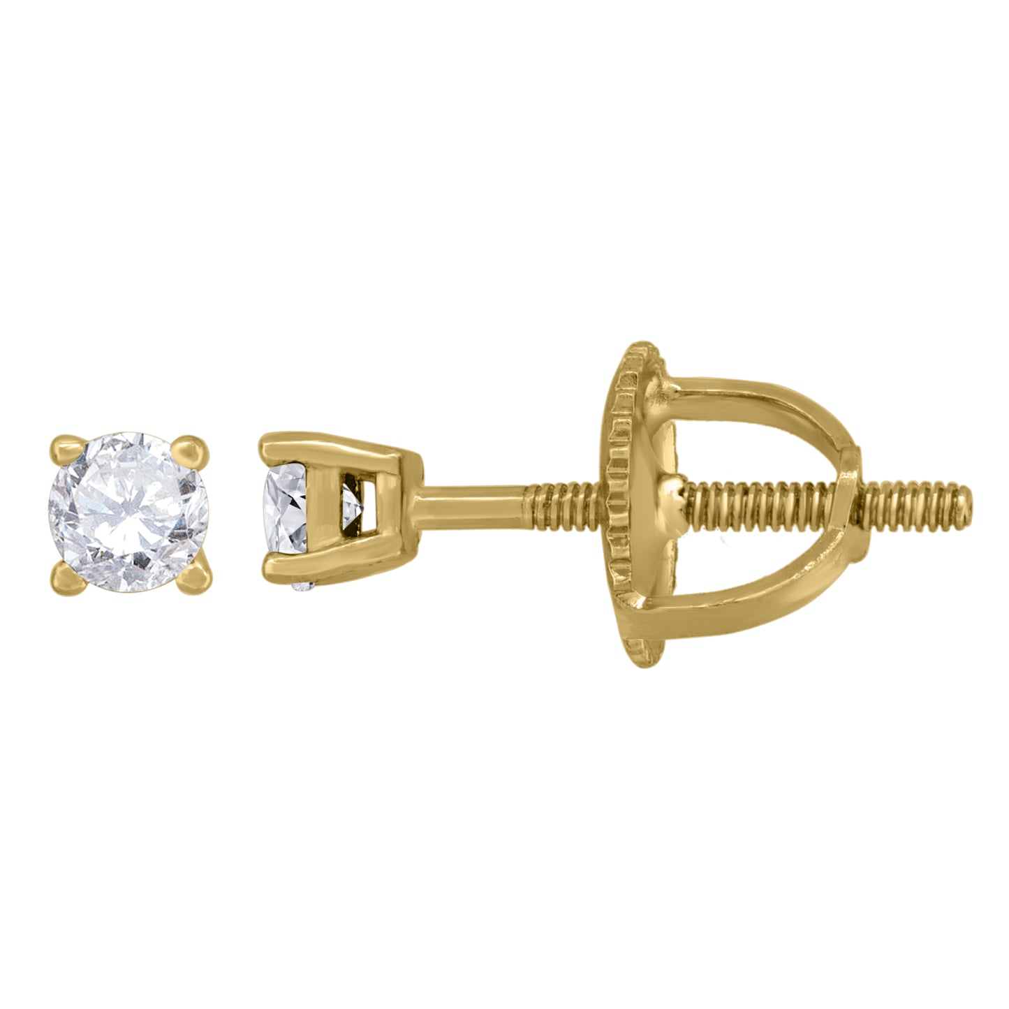Sterling Silver Yellow-Tone Womens Yellow Cubic Zirconic Round Stud Earrings