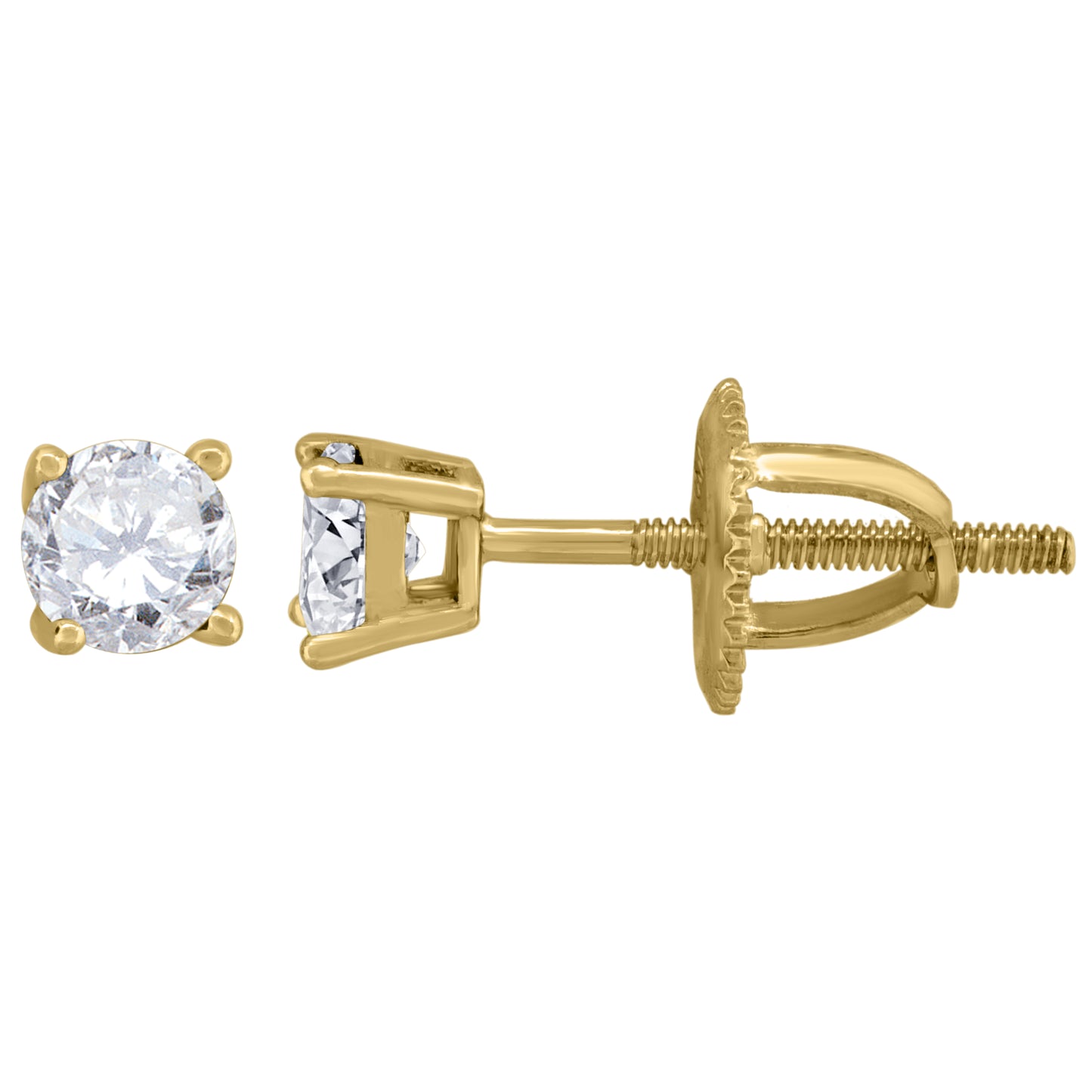 Sterling Silver Yellow-Tone Womens Yellow Cubic Zirconic Round Stud Earrings