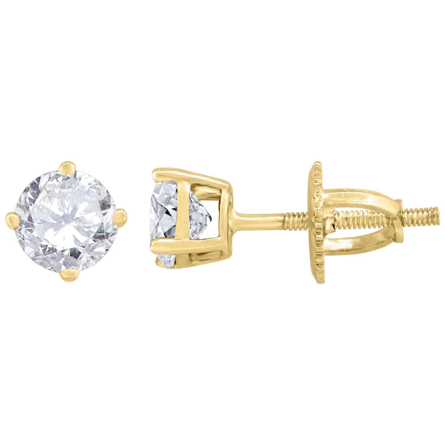 Sterling Silver Yellow-Tone Womens Yellow Cubic Zirconic Round Stud Earrings