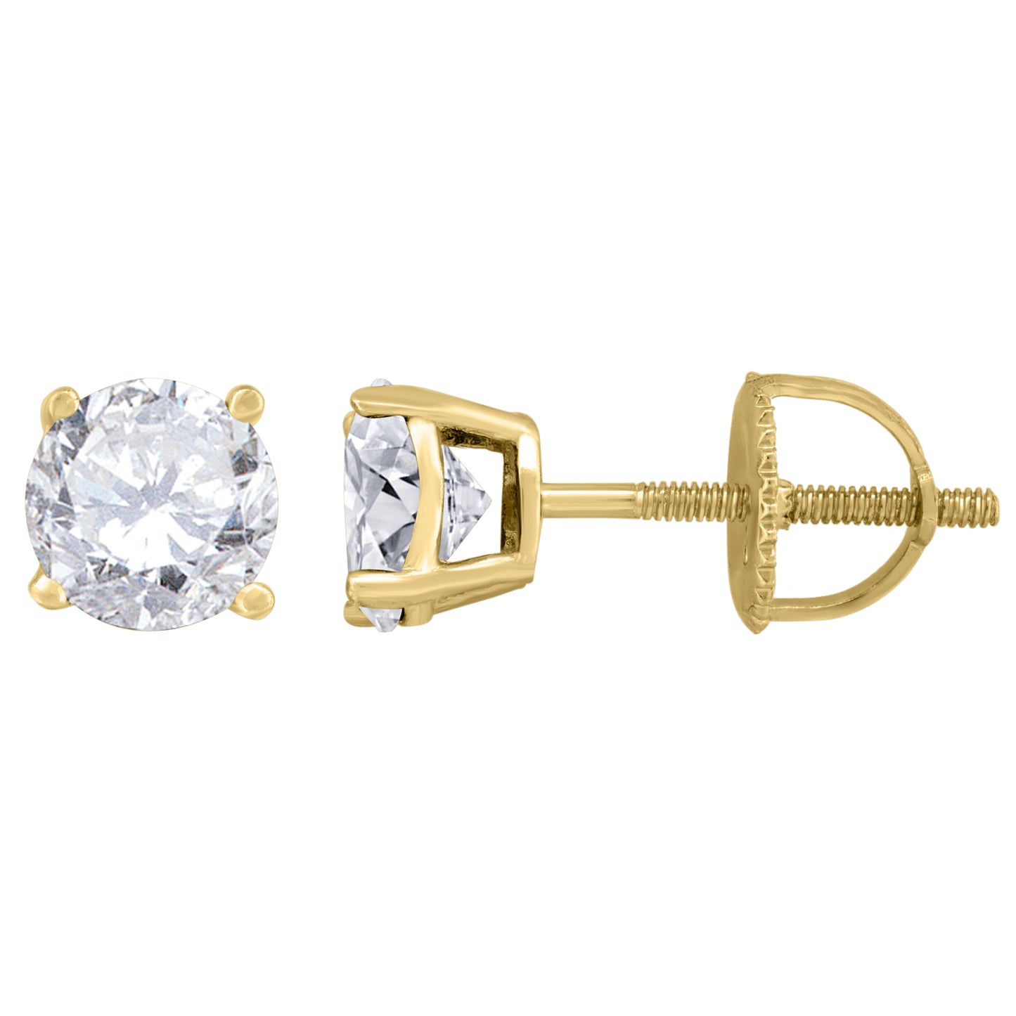 Sterling Silver Yellow-Tone Womens Yellow Cubic Zirconic Round Stud Earrings