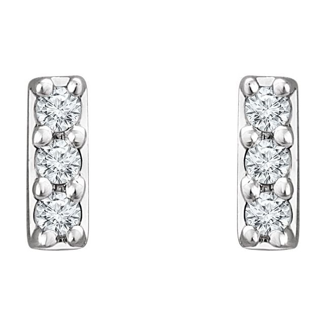 14K Yellow Or White Or Rose Gold 1.2 Mm Round Friction Back Polished .05 Ctw Lab-Grown Diamond Bar Earrings