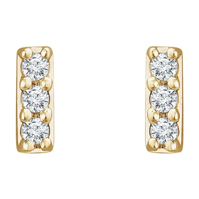 14K Yellow Or White Or Rose Gold 1.2 Mm Round Friction Back Polished .05 Ctw Lab-Grown Diamond Bar Earrings
