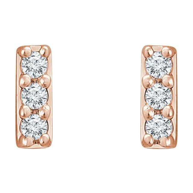 14K Yellow Or White Or Rose Gold 1.2 Mm Round Friction Back Polished .05 Ctw Lab-Grown Diamond Bar Earrings