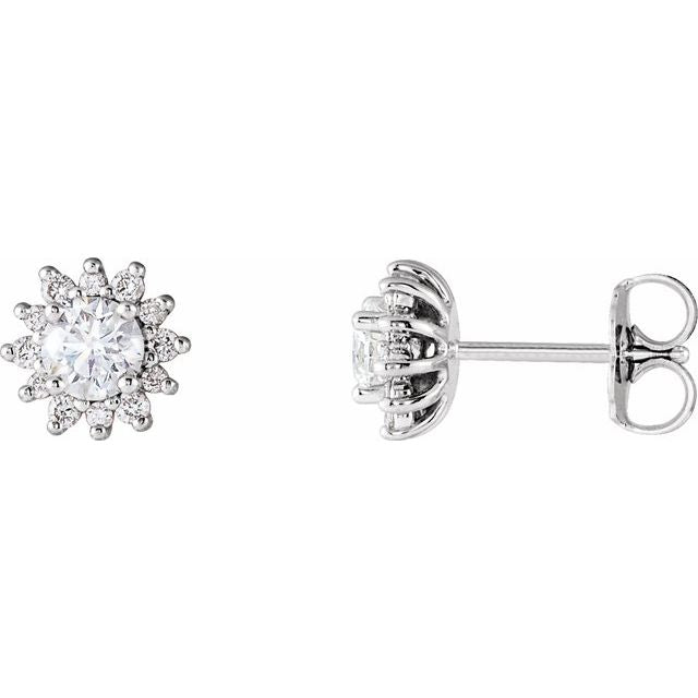 14K White Gold 4.1 Mm Round Friction Back Polished 1/2 Ctw Natural Diamond Stud Earrings