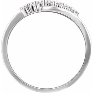14K White Gold Round Polished 1/5 Ctw Natural Diamond Ring Size 7