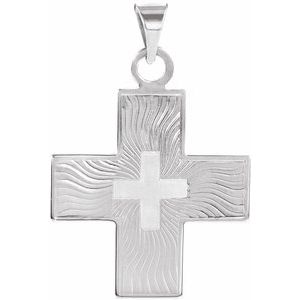14K White Gold 20.5 X 18 Mm Polished Greek Cross Pendant