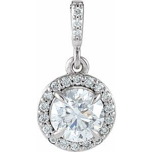 14K White Gold Round 5Mm Gh Si1-Si2 1/2 Ctw Lab-Grown Diamond Halo-Style Pendant