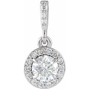 14K White Gold Round 4.5Mm Gh Si1-Si2 3/8 Ctw Lab-Grown Diamond Halo-Style Pendant