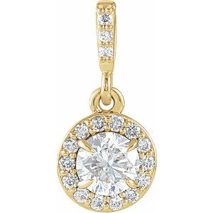 14K Yellow Gold Round 5Mm Gh Si1-Si2 1/2 Ctw Lab-Grown Diamond Halo-Style Pendant