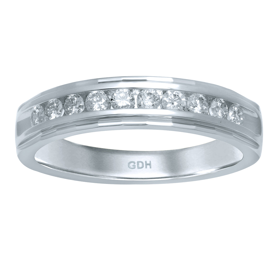 14K White Gold 0.48-0.50 Cttw Diamond Mens Band