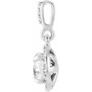 14K White Gold Round 5Mm Gh Si1-Si2 1/2 Ctw Lab-Grown Diamond Halo-Style Pendant