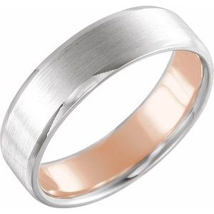 14K White/Rose Gold Matte 7 Mm Polished Comfort Fit Band Size 10.5