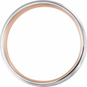 14K White/Rose Gold Matte 7 Mm Polished Comfort Fit Band Size 10.5