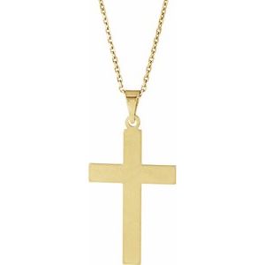 14K Yellow Gold 28 X 18 Mm 18 In Polished Cross Necklace