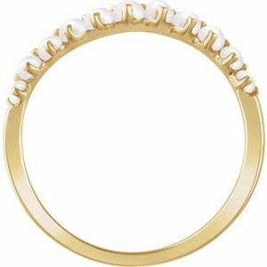 14K Yellow Gold Pearl 2.5 Mm Cultured White Freshwater Pearl Ring Size 7