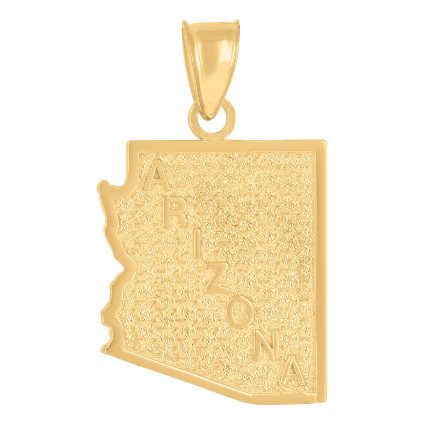 10K Yellow Gold Textured State Map Charm Pendant