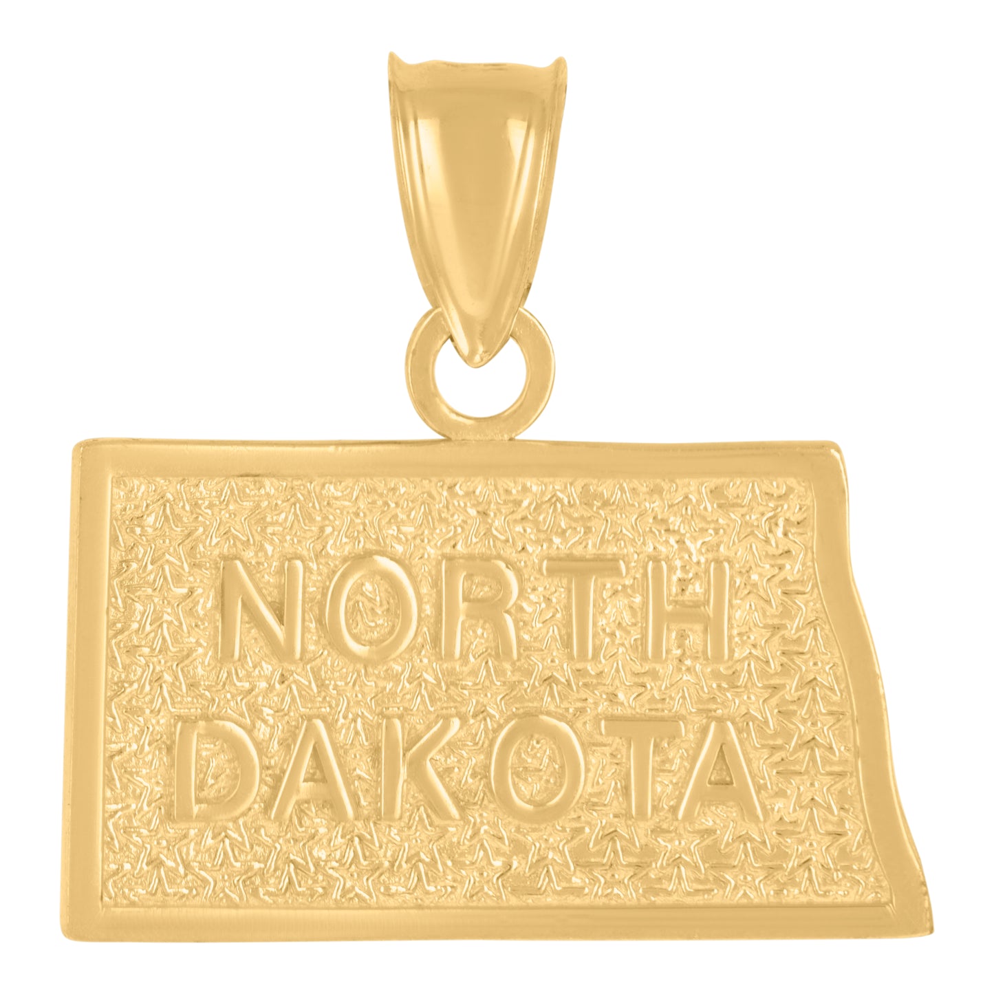 10K Yellow Gold Textured State Map Charm Pendant