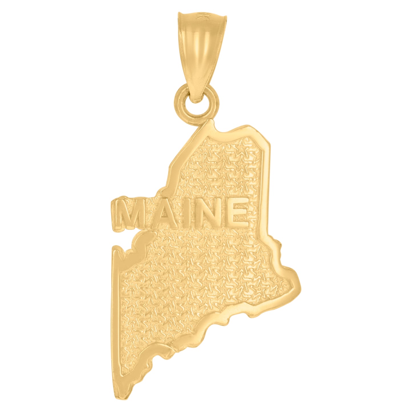 10K Yellow Gold Textured State Map Charm Pendant