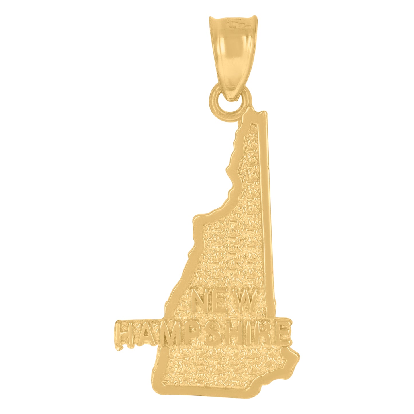 10K Yellow Gold Textured State Map Charm Pendant