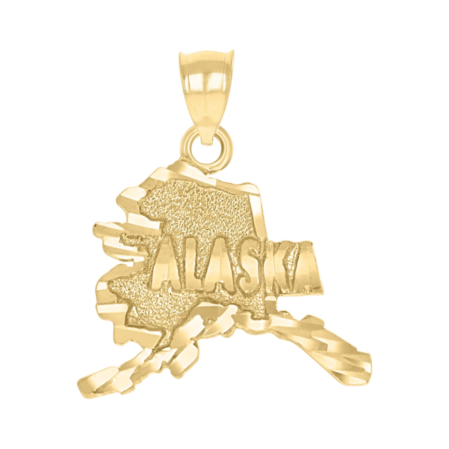 10K Yellow Gold Textured State Map Charm Pendant
