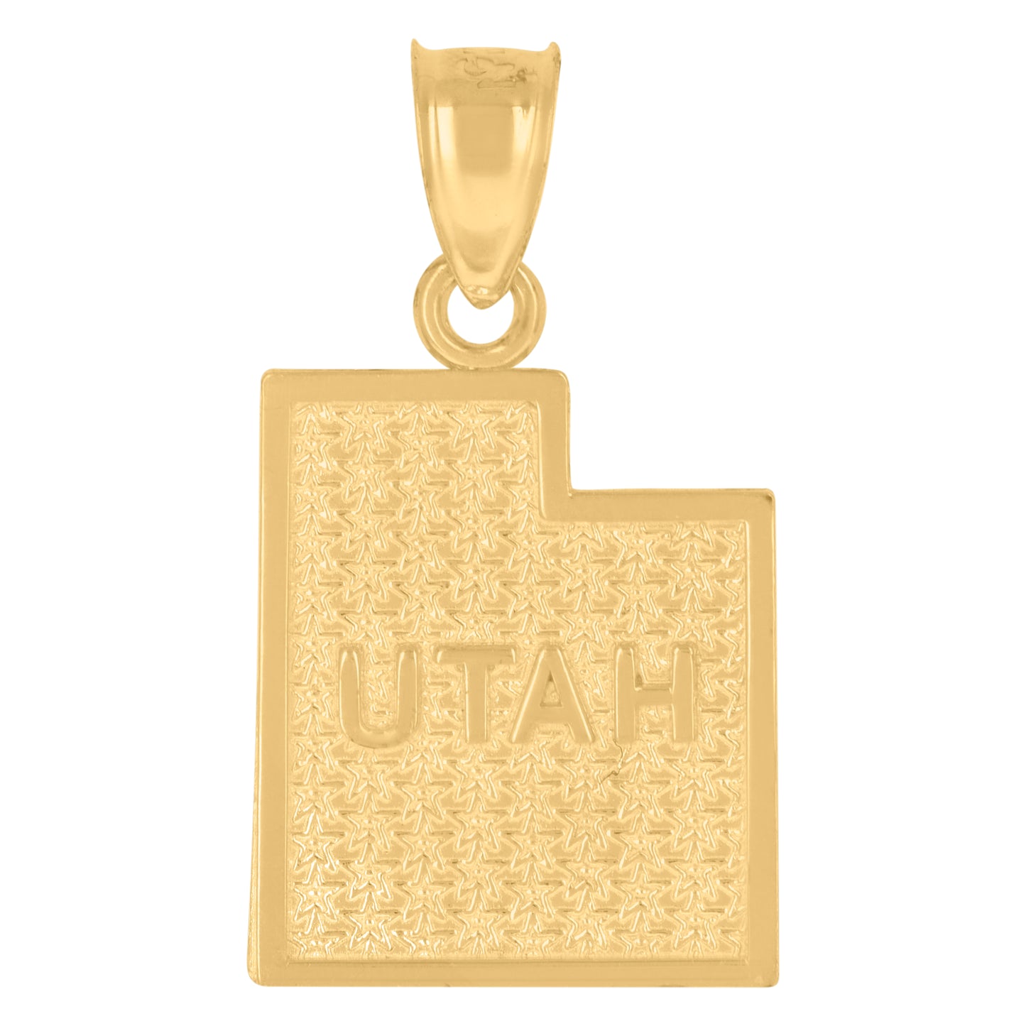 10K Yellow Gold Textured State Map Charm Pendant
