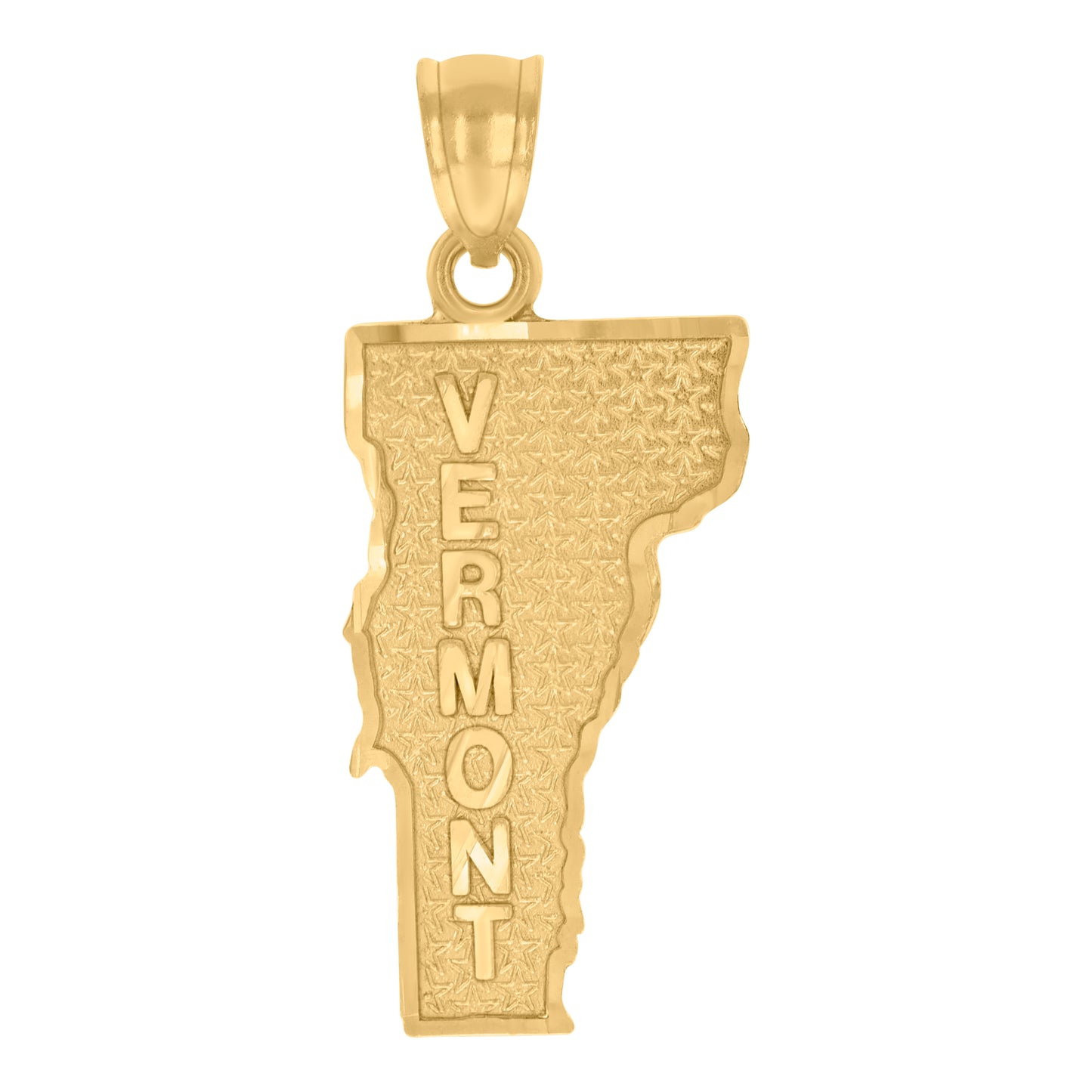 10K Yellow Gold Textured State Map Charm Pendant