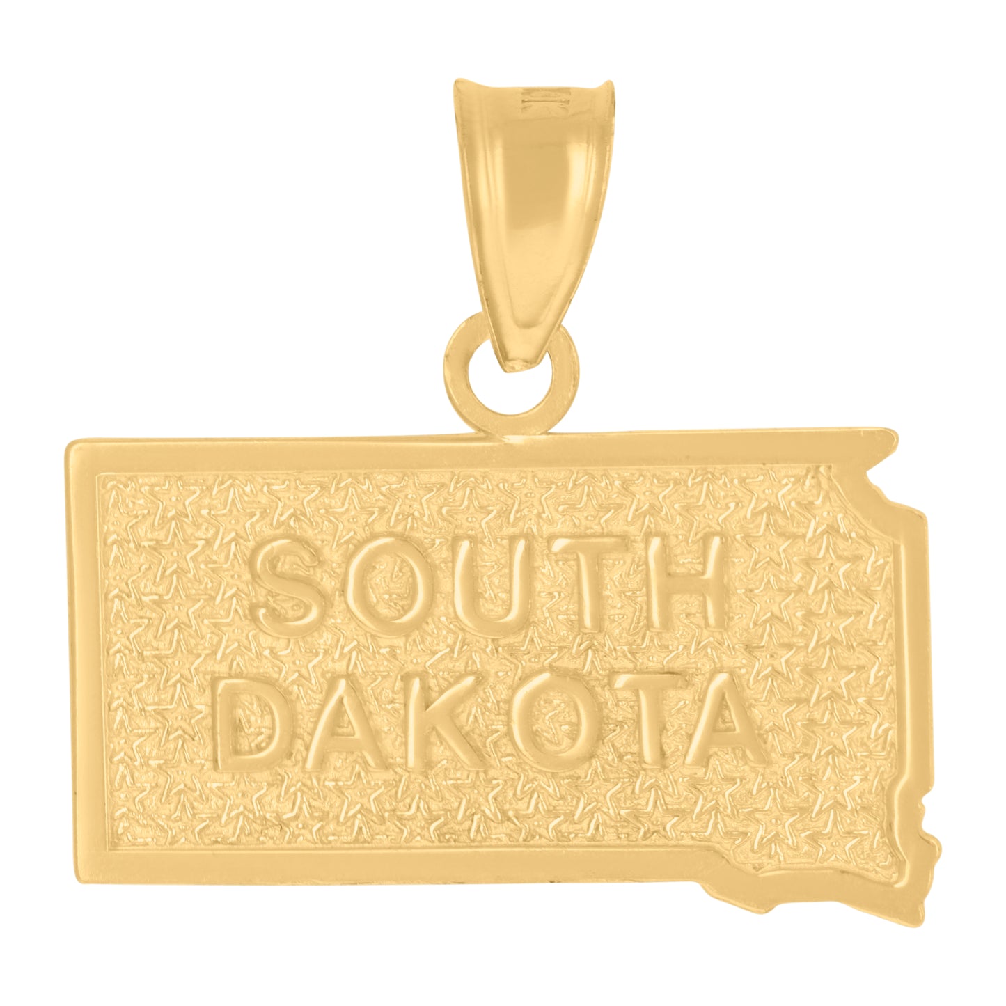 10K Yellow Gold Textured State Map Charm Pendant