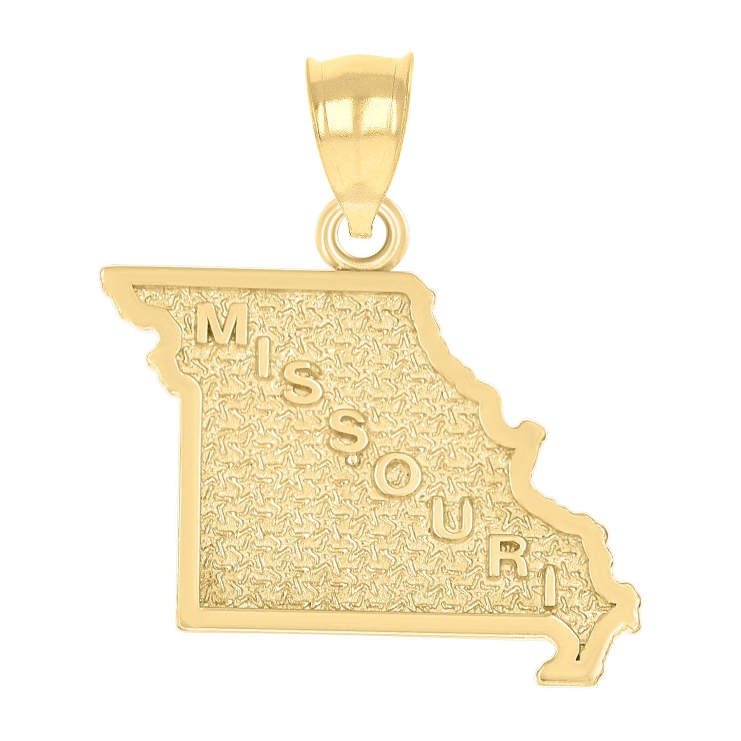 10K Yellow Gold Textured State Map Charm Pendant