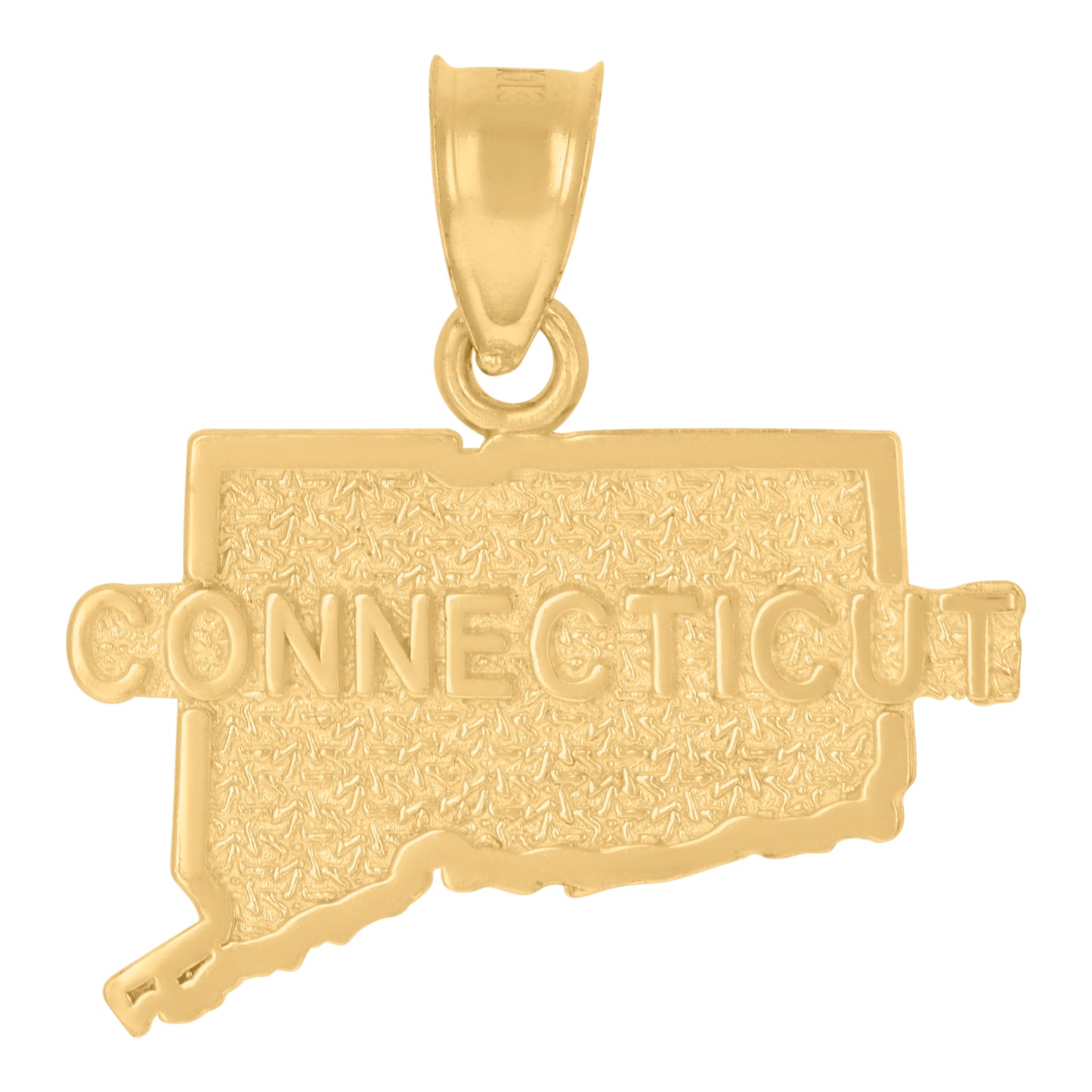 10K Yellow Gold Textured State Map Charm Pendant