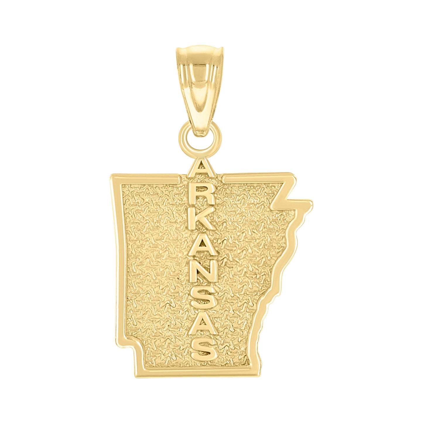 10K Yellow Gold Textured State Map Charm Pendant