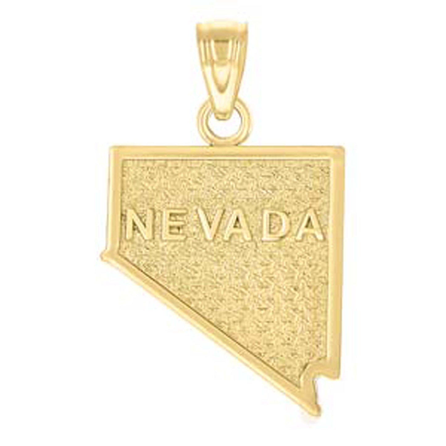 10K Yellow Gold Textured State Map Charm Pendant