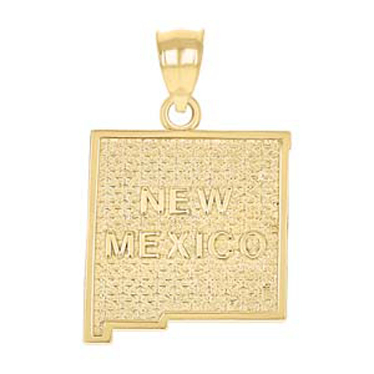 10K Yellow Gold Textured State Map Charm Pendant