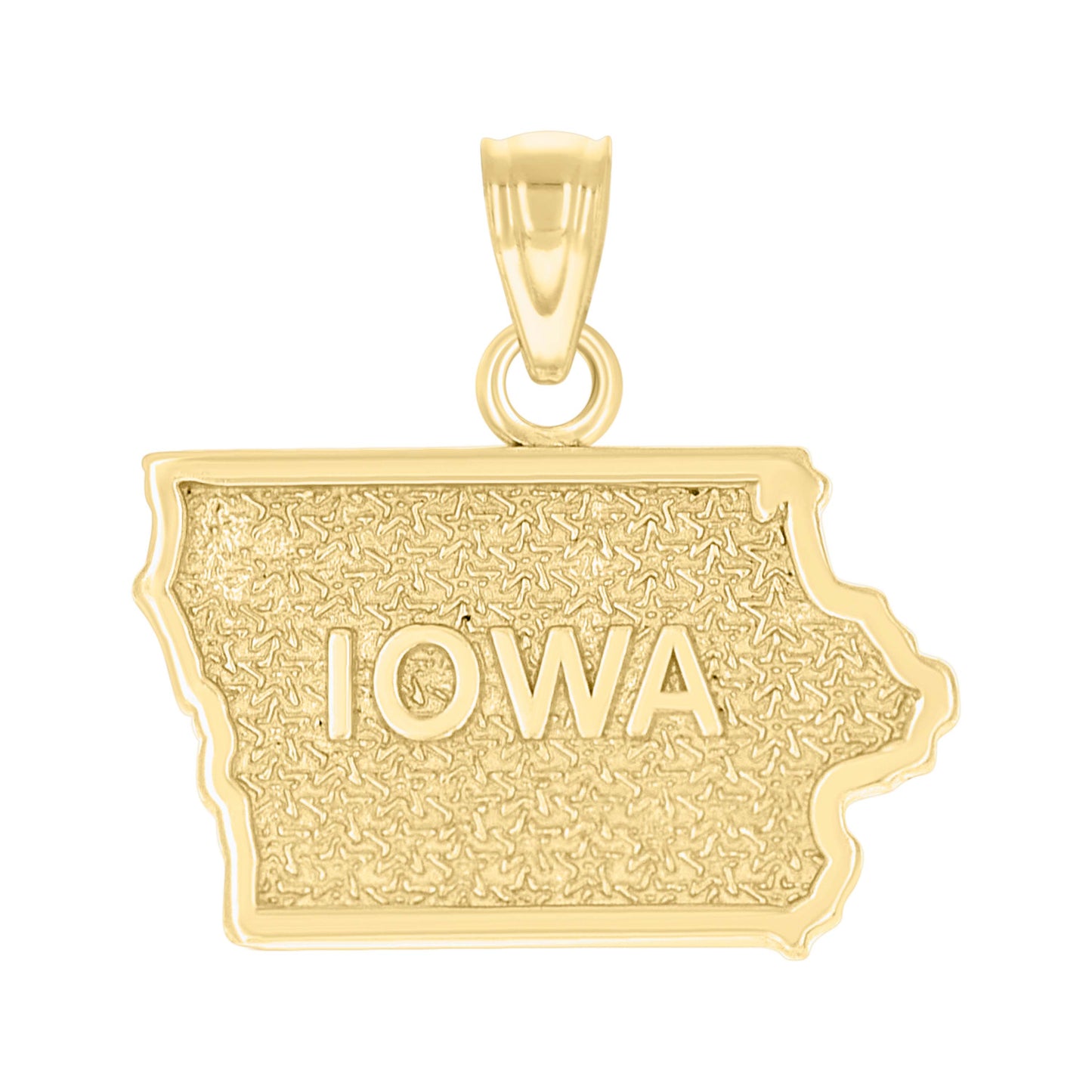 10K Yellow Gold Textured State Map Charm Pendant