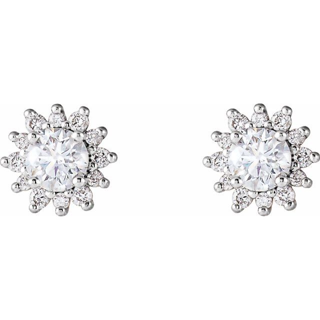 14K White Gold 4.1 Mm Round Friction Back Polished 1/2 Ctw Natural Diamond Stud Earrings