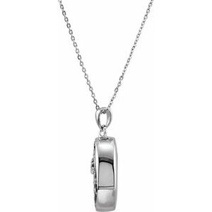 Sterling Silver Round 1.5 Mm  Handprints Ash Holder Necklace, Length: 18 In