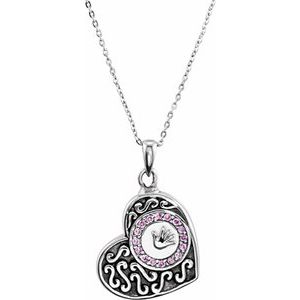 Sterling Silver Round 1.5 Mm  Handprints Ash Holder Necklace, Length: 18 In
