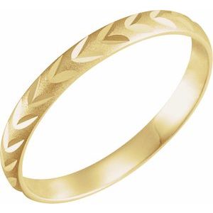14K Yellow Gold Youth Diamond Cut Ring Size 2
