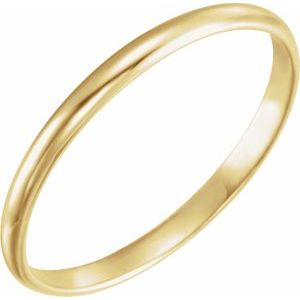 14K Yellow Gold 2 Mm With Box Polished Youth Band With Box Size 1
