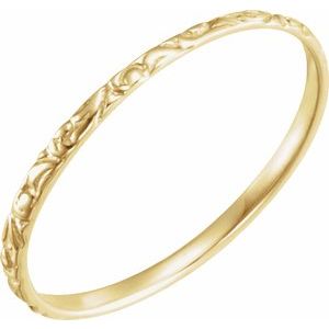 14K Yellow Gold Polished Youth Etched Ring Size 3