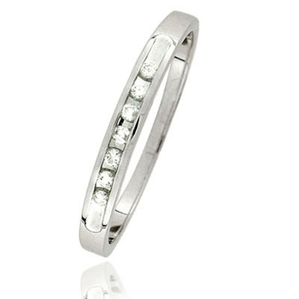 14K White Gold 0.08-0.10 Cttw Diamond Mens Band