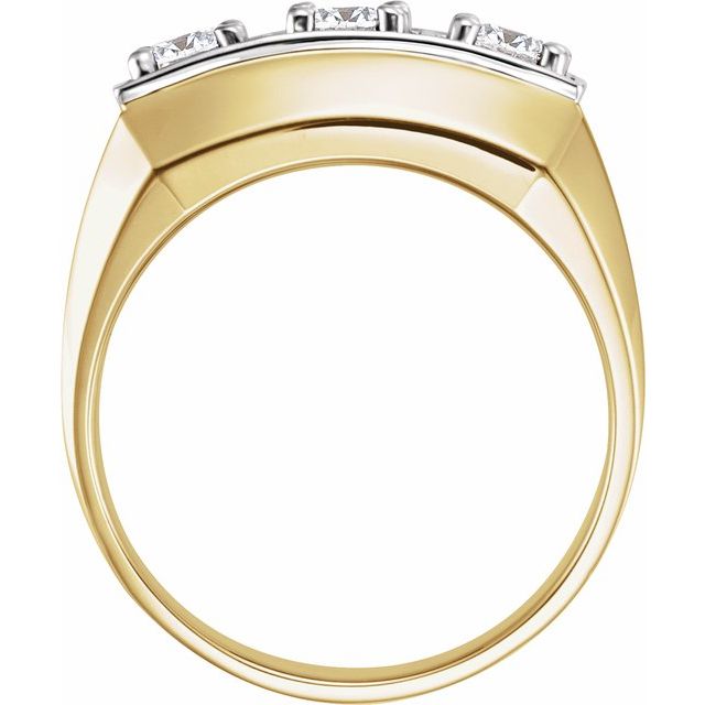 14K Yellow/White Gold Round 4.4 Mm Polished 9/10 Ctw Natural Diamond Ring, Size 11