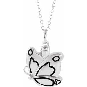 Sterling Silver Without Box Polished Butterfly Ash Holder Necklace