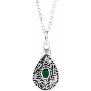 Sterling Silver May Without Box Polished May Tear Shaped Birthstone Ash Holder Necklace